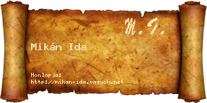 Mikán Ida névjegykártya